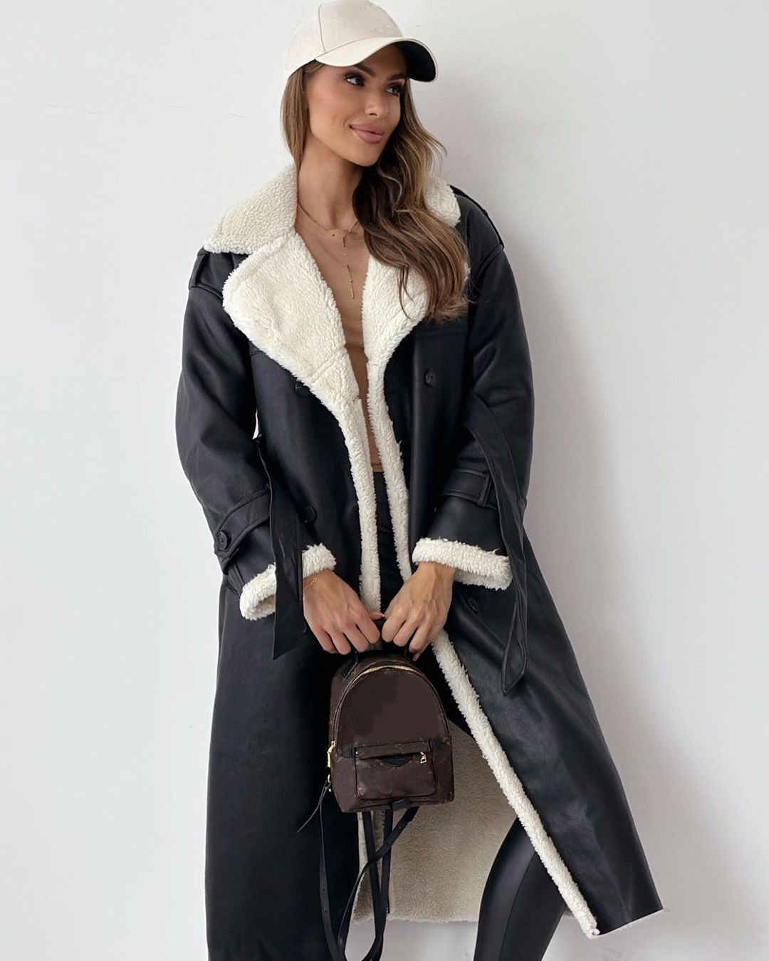 Winter Jacket with Belt Fashion Double Breasted Lapel Windbreaker Women'S Long Trench Coat Mid-Length Overcoat Clothing