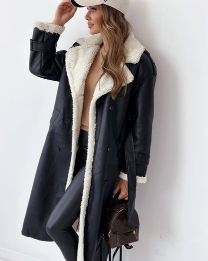 Winter Jacket with Belt Fashion Double Breasted Lapel Windbreaker Women'S Long Trench Coat Mid-Length Overcoat Clothing