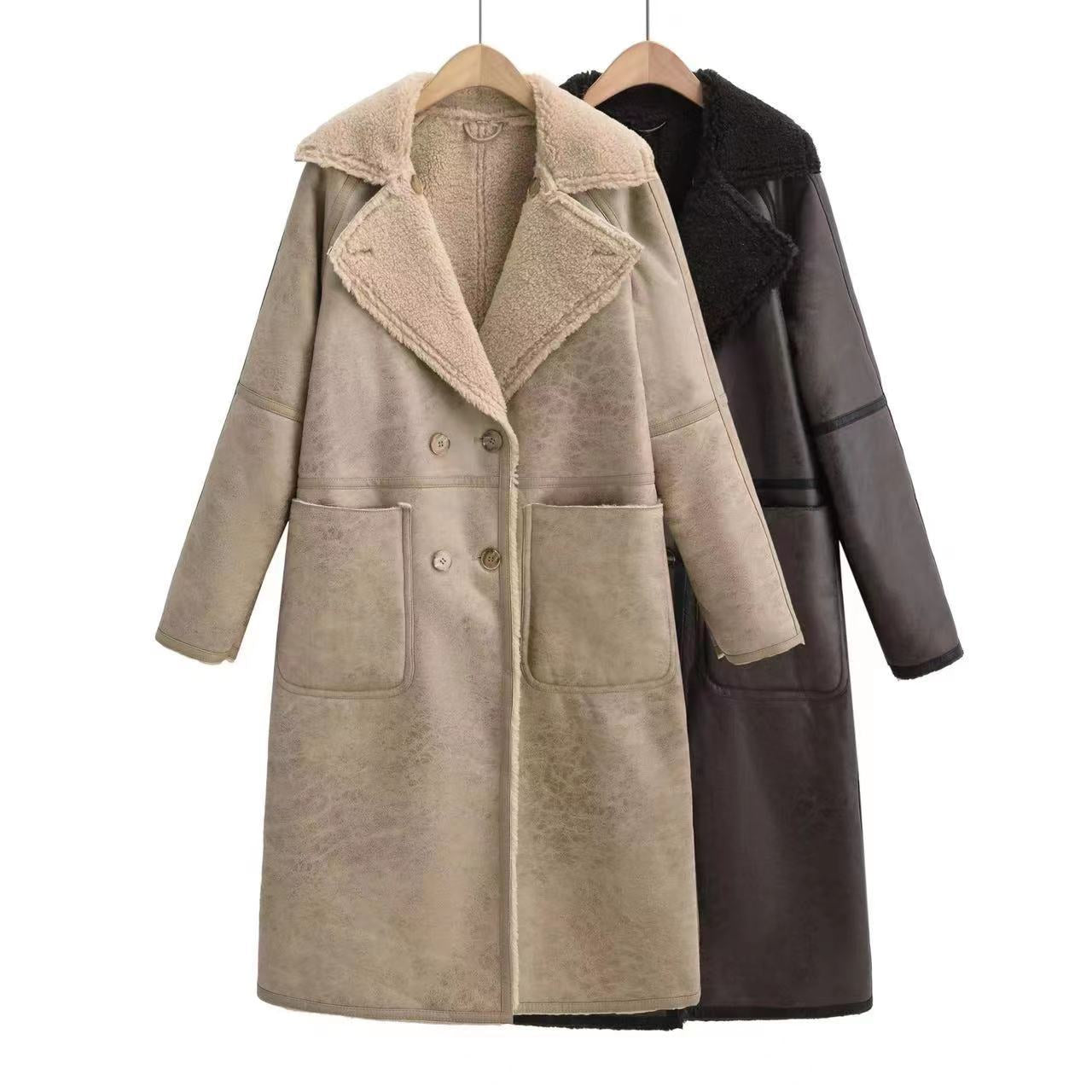 Winter Jacket with Belt Fashion Double Breasted Lapel Windbreaker Women'S Long Trench Coat Mid-Length Overcoat Clothing