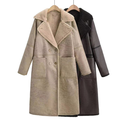 Winter Jacket with Belt Fashion Double Breasted Lapel Windbreaker Women'S Long Trench Coat Mid-Length Overcoat Clothing