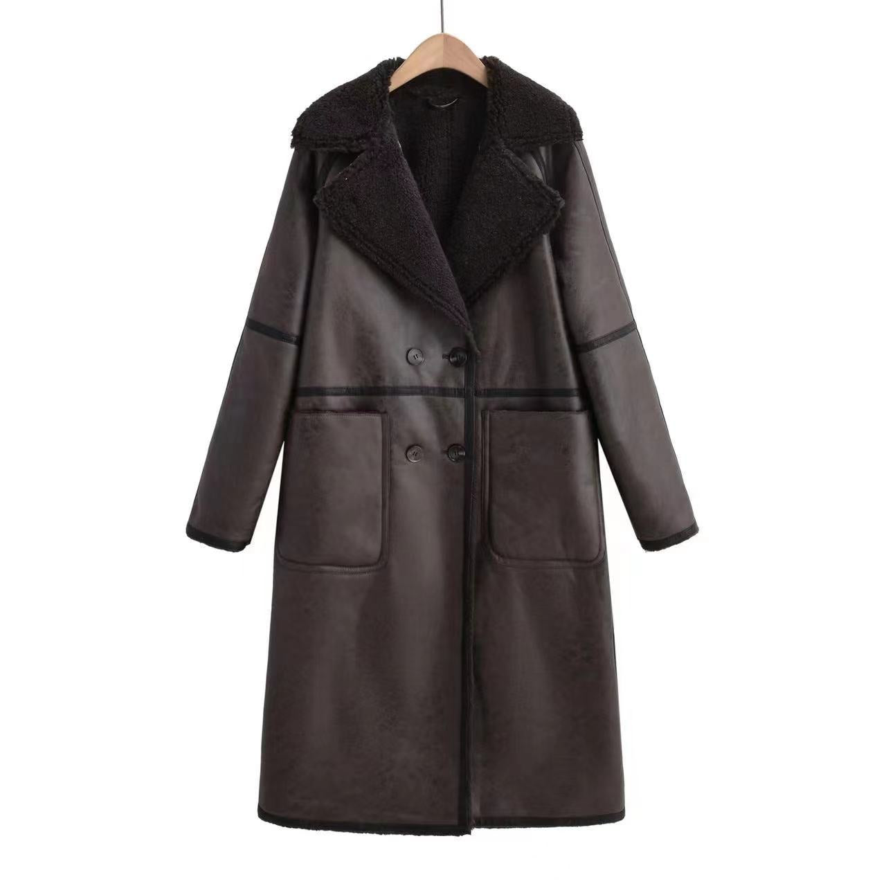 Winter Jacket with Belt Fashion Double Breasted Lapel Windbreaker Women'S Long Trench Coat Mid-Length Overcoat Clothing