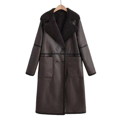 Winter Jacket with Belt Fashion Double Breasted Lapel Windbreaker Women'S Long Trench Coat Mid-Length Overcoat Clothing