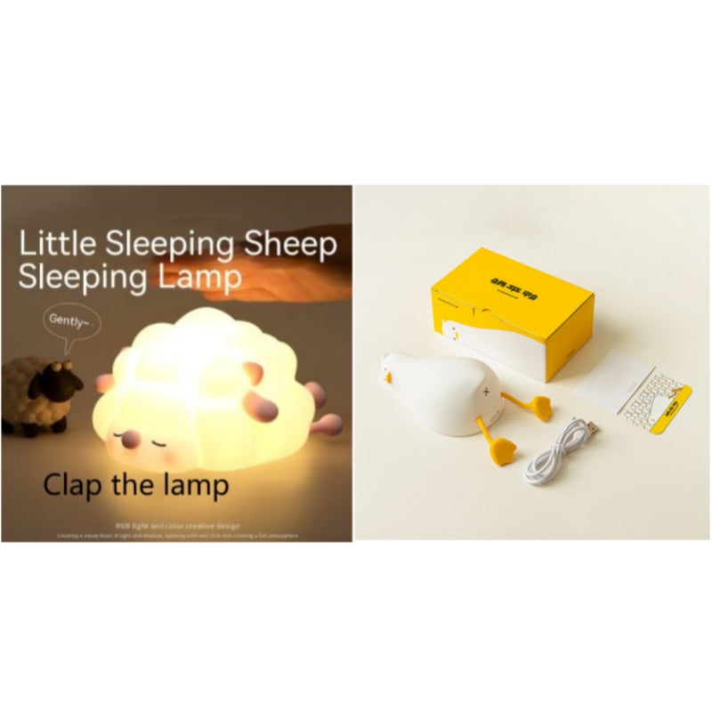 Cute Silicone Night Lights Sheep Cartoon Bedroom Lamp For Children's Room Decor Rechargeable Timing Dimming Sleep Night Light