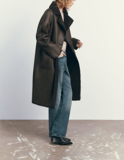 Winter Jacket with Belt Fashion Double Breasted Lapel Windbreaker Women'S Long Trench Coat Mid-Length Overcoat Clothing